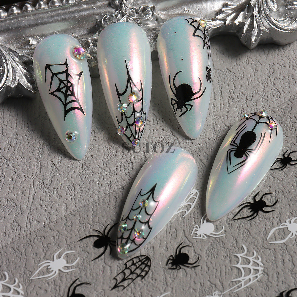 Dark Laser Red Sweet Cool Spider Nail Stickers