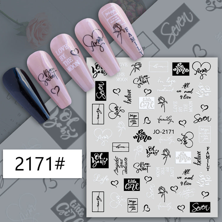 English Alphabet Paper Tape Adhesive Simple Nail Stickers