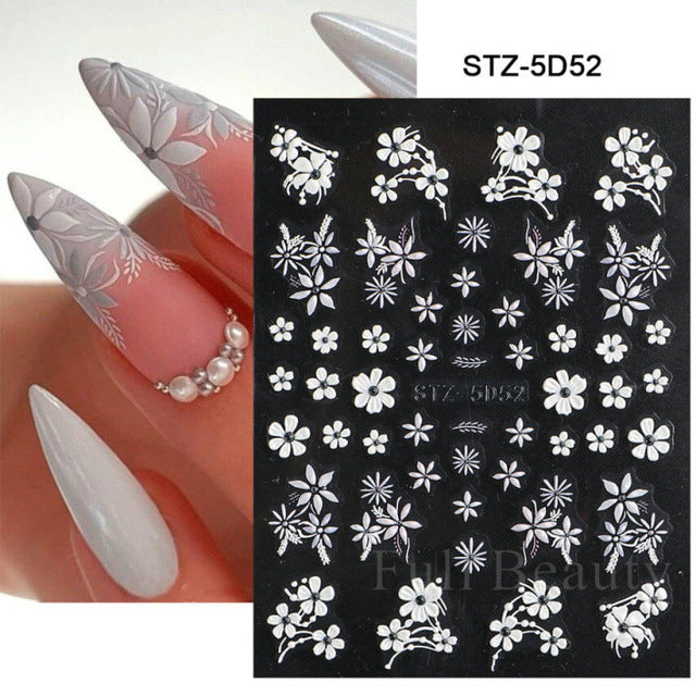 Pink Cherry Blossom Relief Stereo Nails Nail Care Nail Art