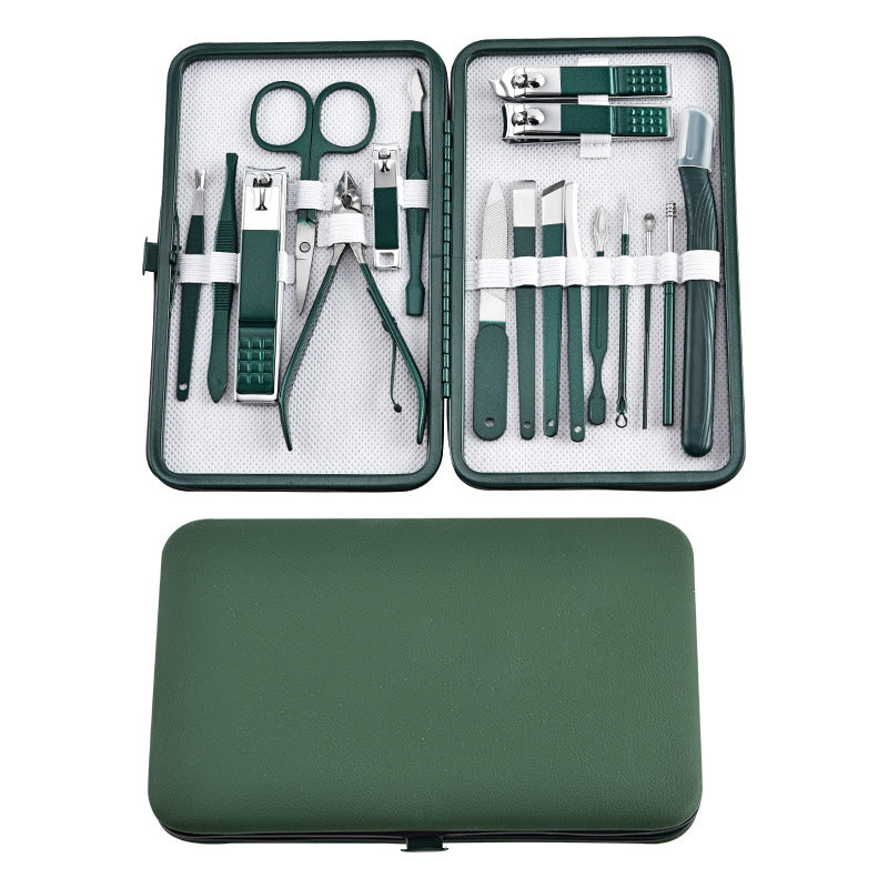 Ensemble complet de coupe-ongles en acier inoxydable vert foncé