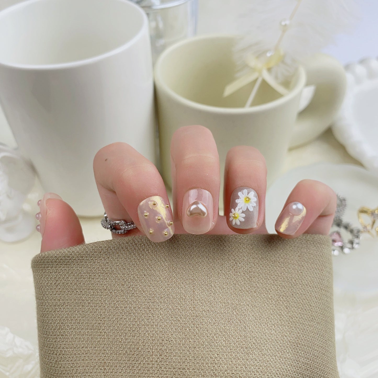 Flower Handmade Wear Summer White Little Nail Stickers