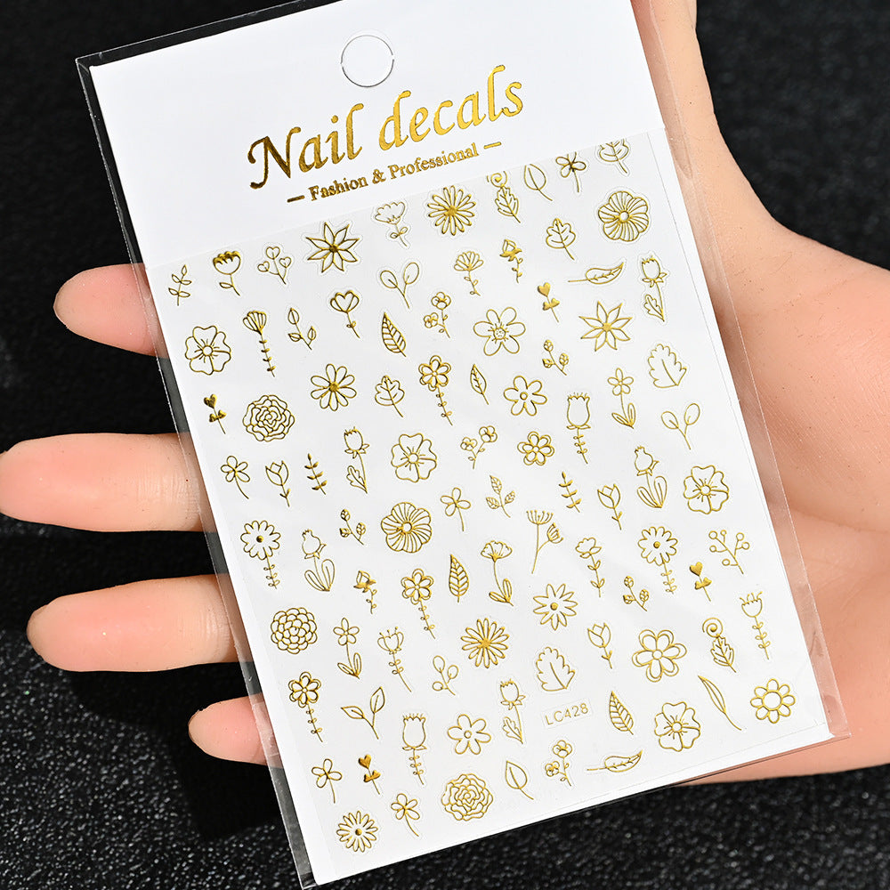 Cardboard Style Beautiful Laser Sier Heart-shaped Nail Stickers