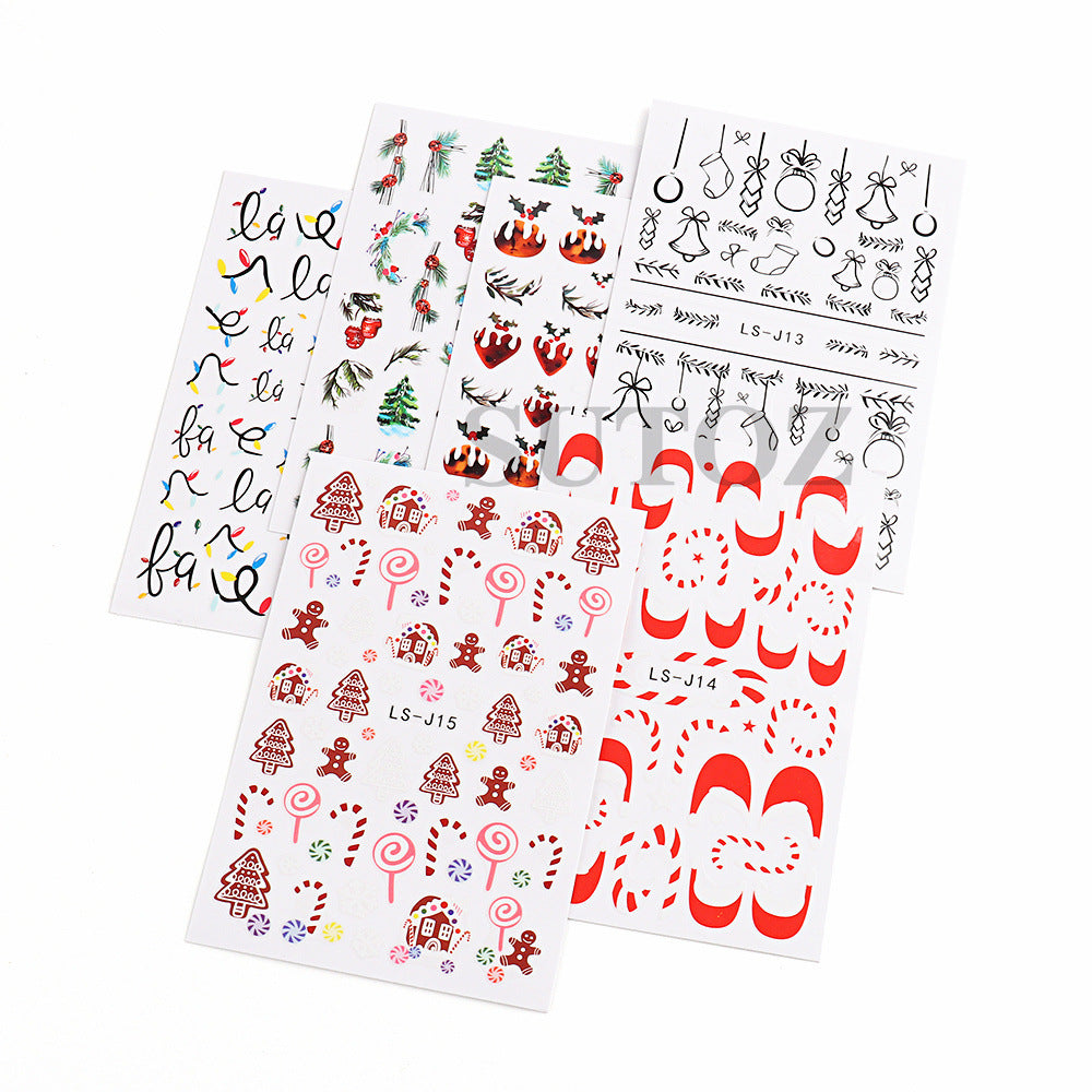 Manicure Cartoon Christmas Tree Gloves Bell Nail Stickers