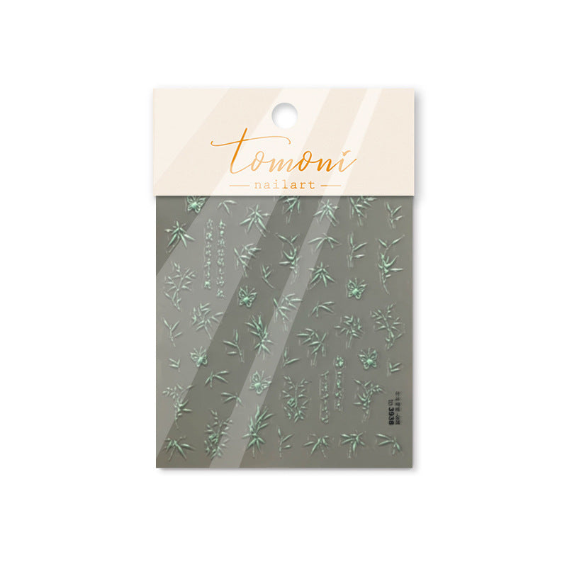 Gilding Retro National Style Bamboo Forest Nail Stickers