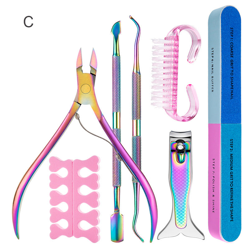 Ensemble d'outils pour ongles en acier inoxydable avec barre de ponçage et bâton de brunissage