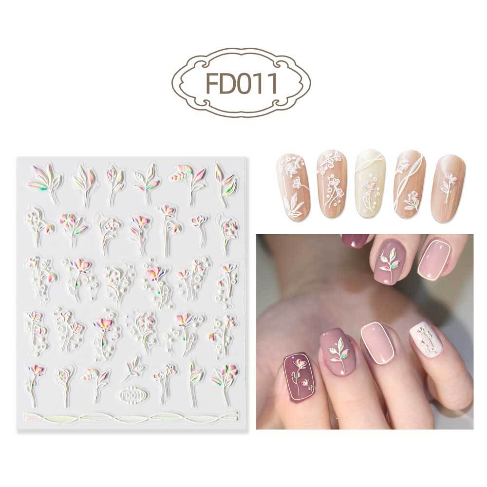 Three-dimensional Relief Cute Cartoon White Cloud Nail Stickers