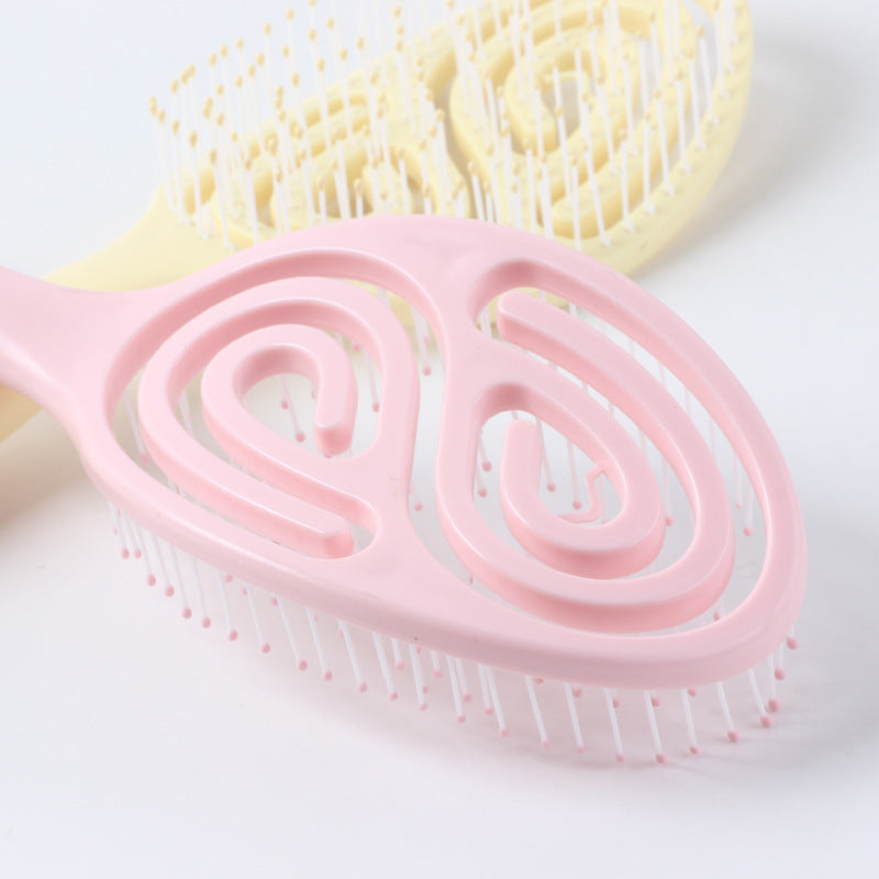 Brosses et peignes à cheveux bouclés longs à coussin d'air pour femmes en forme de macaron mignon