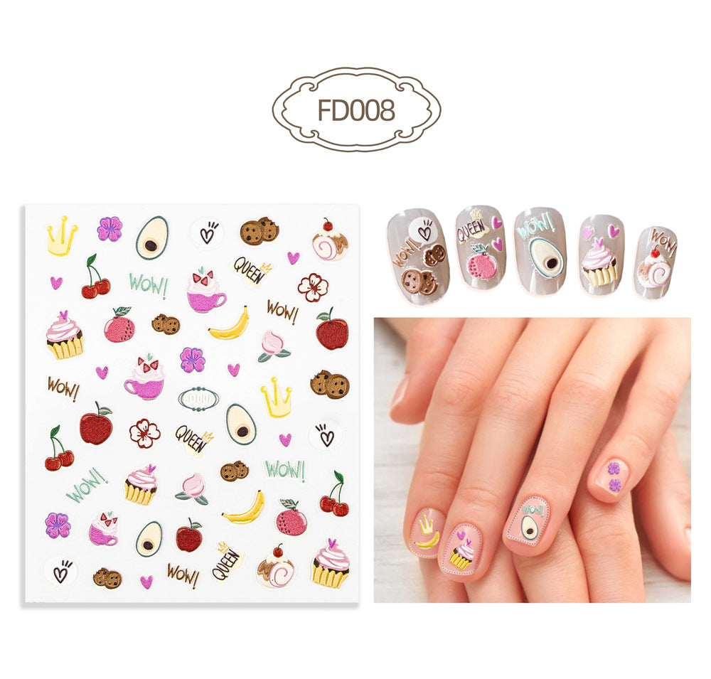 Three-dimensional Relief Cute Cartoon White Cloud Nail Stickers