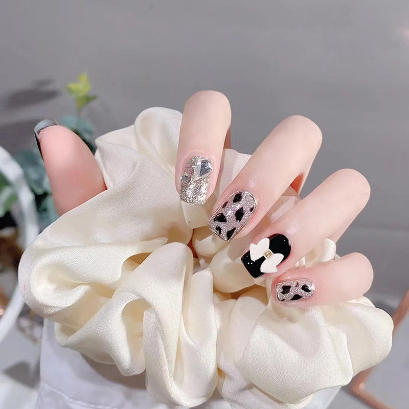 Ornament Manicure Black Metal Bow Matte Nail Care Nail Art