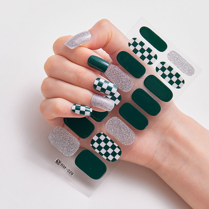 Metal Texture Full Chessboard Grid Heating Nail Stickers