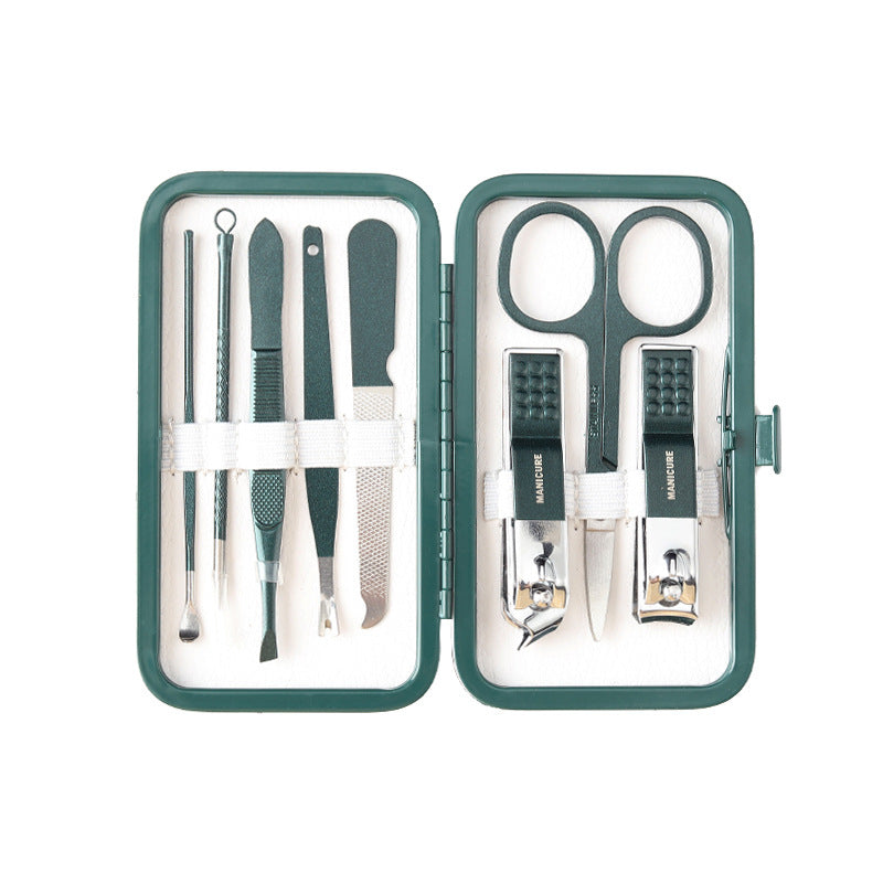 Green Pieces Scissors Clippers Full Manicure Nail Tool Set