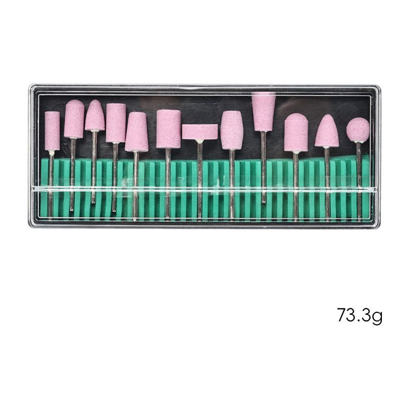 Ensemble d'outils à ongles avec couvercle de support rose pour tête de meulage au sable