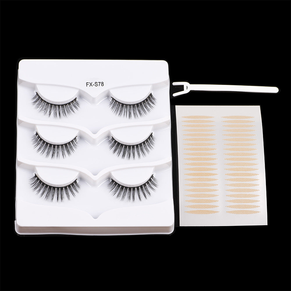 Artificial Plain Natural Five Double Pairs False Lashes