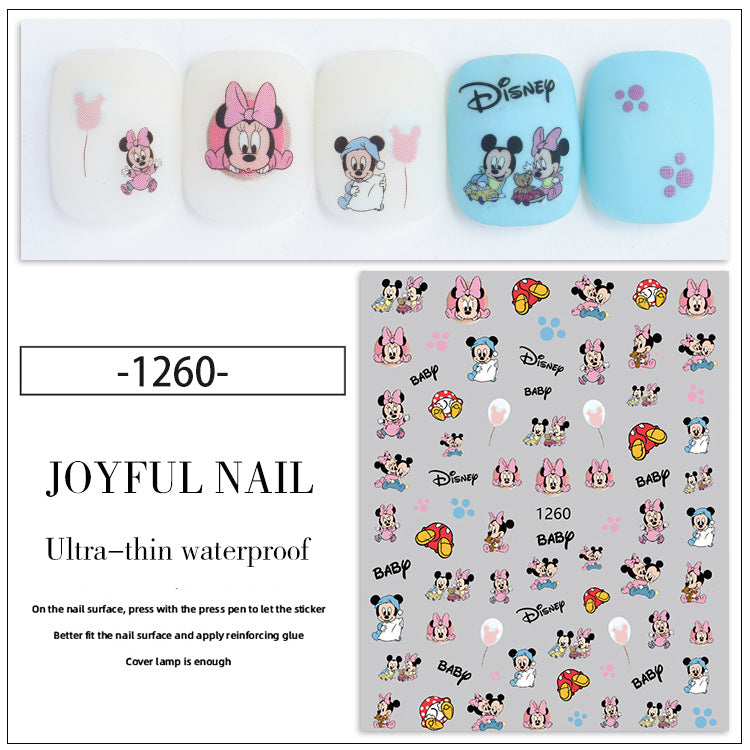 Autocollants pour ongles à motif de souris adhésive Mickey de dessin animé mignon