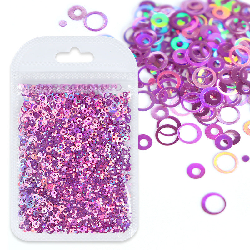 Flash Laser Hollow Round Sequins Mixed Color Nail Care Nail Art