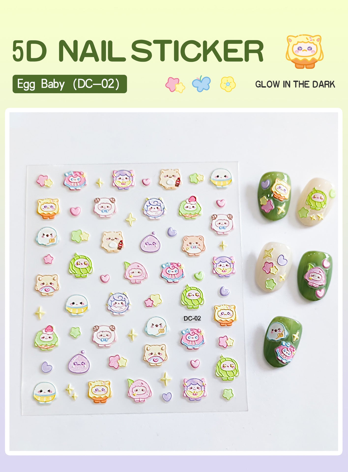 Children's Three-dimensional Relief Cute Animal Egg Doll Nail Stickers