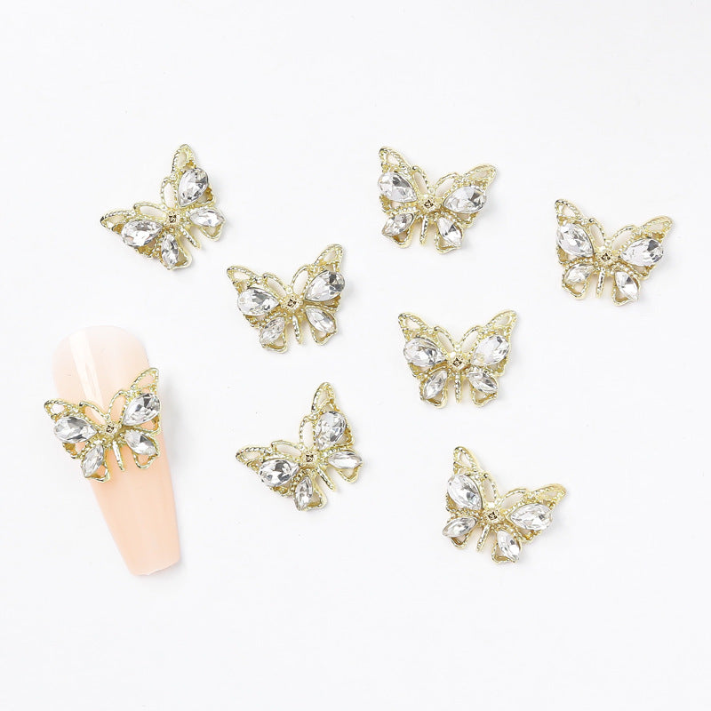 Light Luxury Cat Butterfly Ornament Gold Sier Nail Care Nail Art