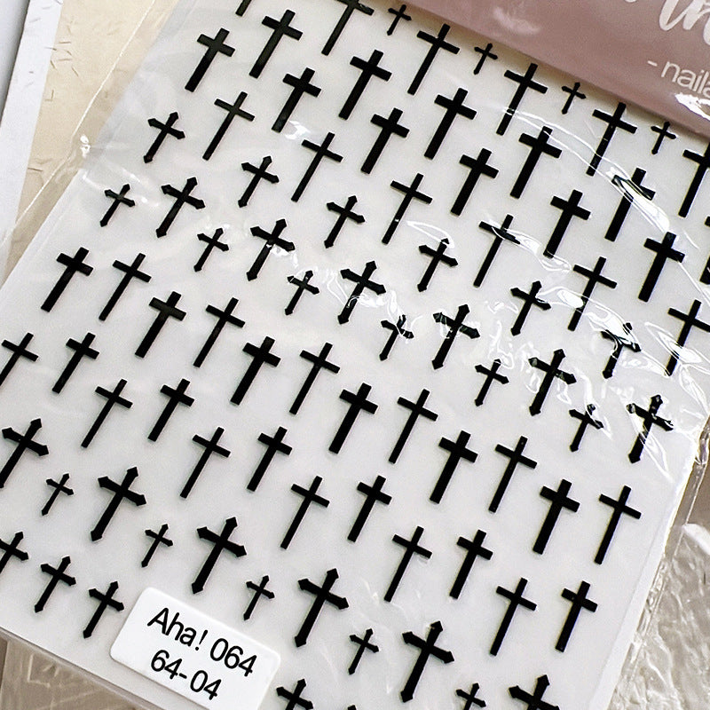 Fashion Cross Paper English Letters Ornament Nail Stickers