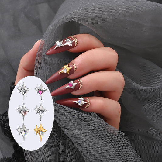 Inlaid Heart Diamond Ornament Alloy Four Nail Care Nail Art