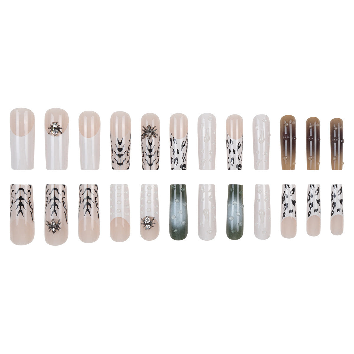 Spider Three-dimensional Wear French Manicure Long Nail Art