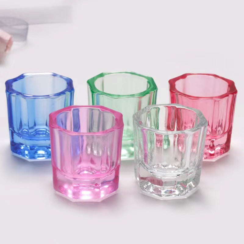 Octagonal Crystal Glasses Glass Cup For Nail Tool Set