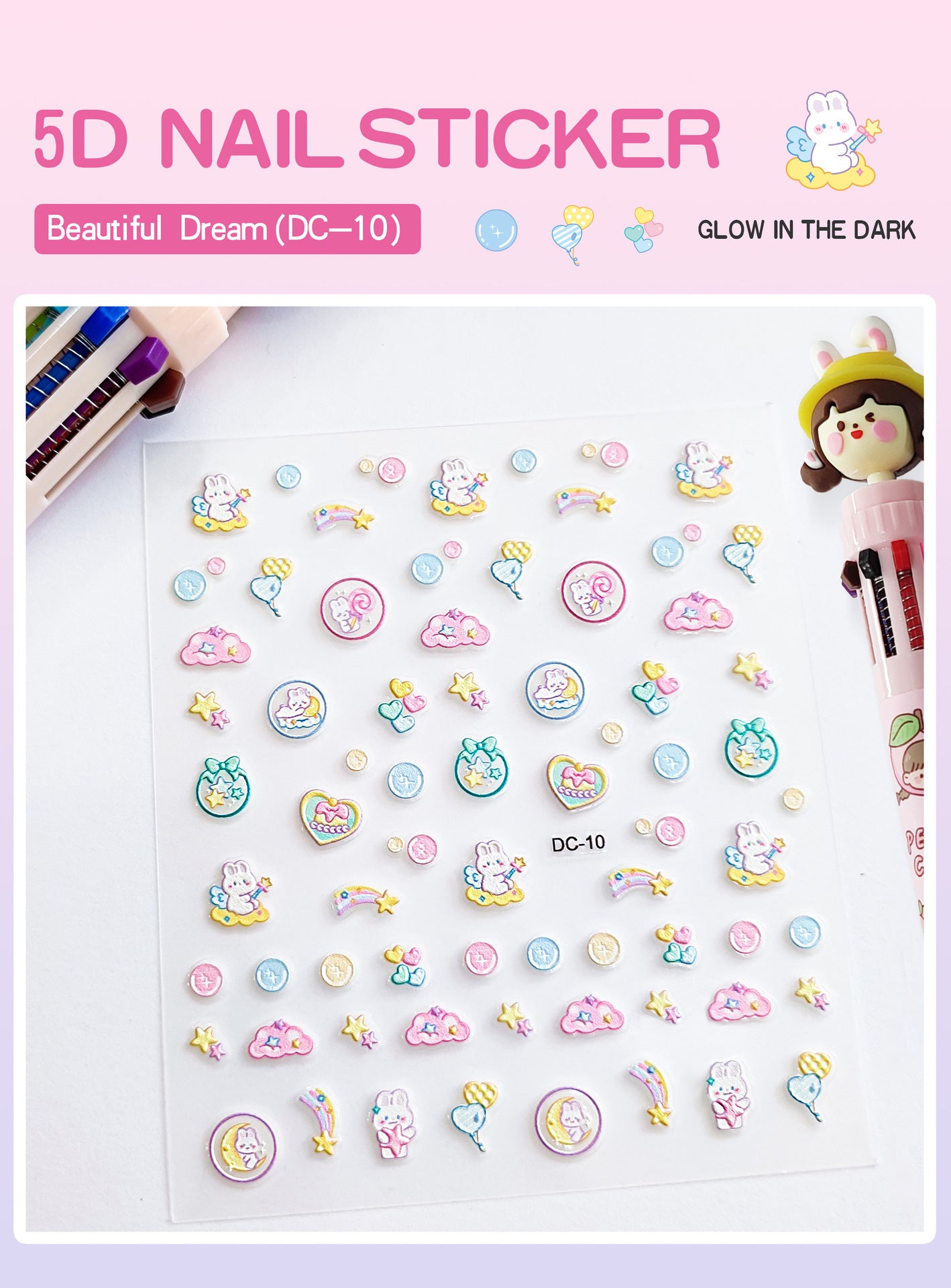 Children's Three-dimensional Relief Cute Animal Egg Doll Nail Stickers