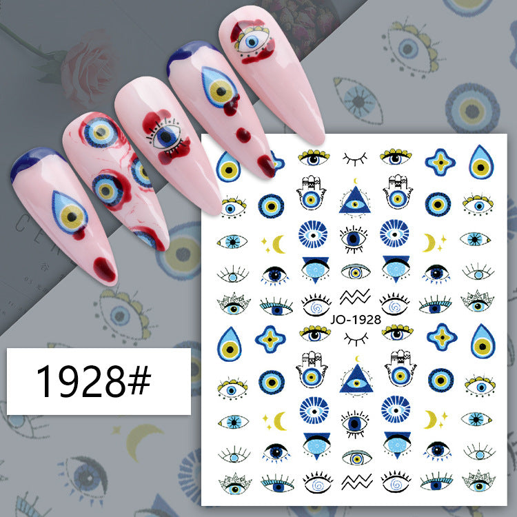 New Beautiful Fashion Demon Blue Color Nail Stickers