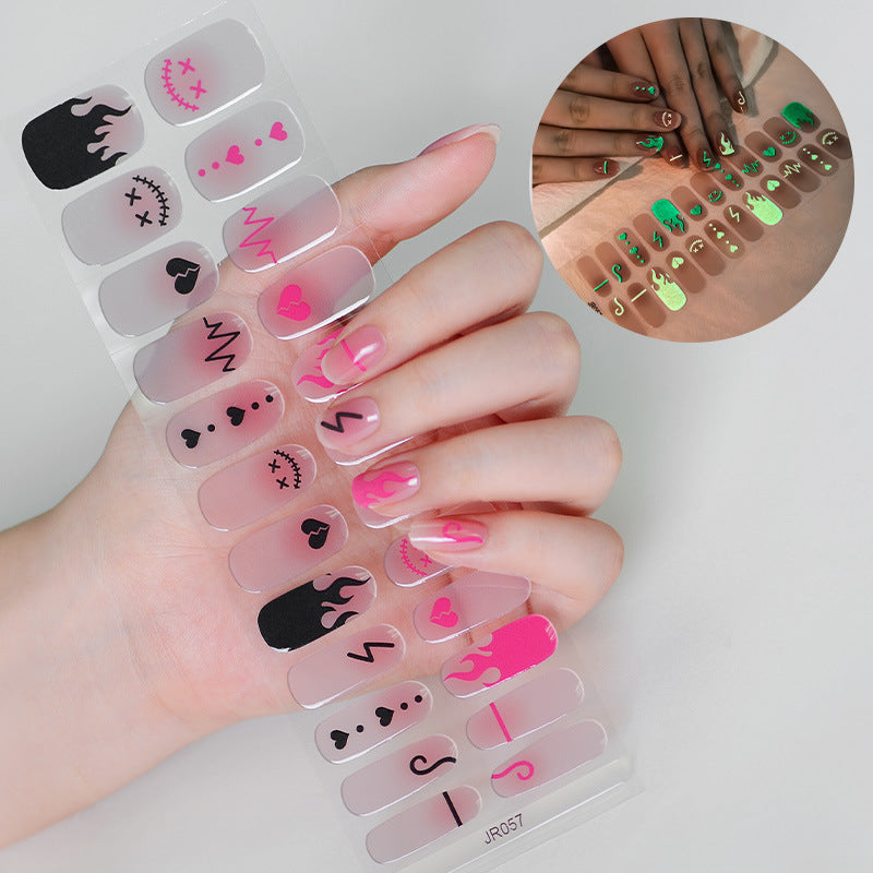 Autocollants pour ongles en gel lumineux en papier pour Halloween