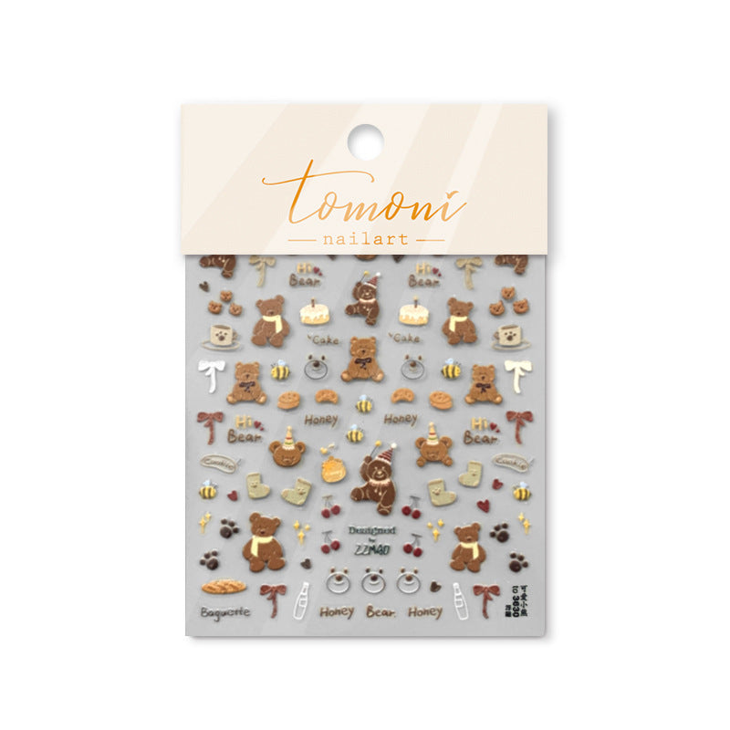 Innovative Charming Embossed Cute Hug Puppy Nail Stickers