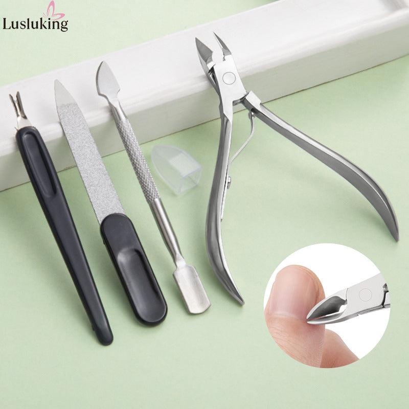 Ensemble d'outils pour ongles en acier inoxydable avec barre de ponçage et bâton de brunissage