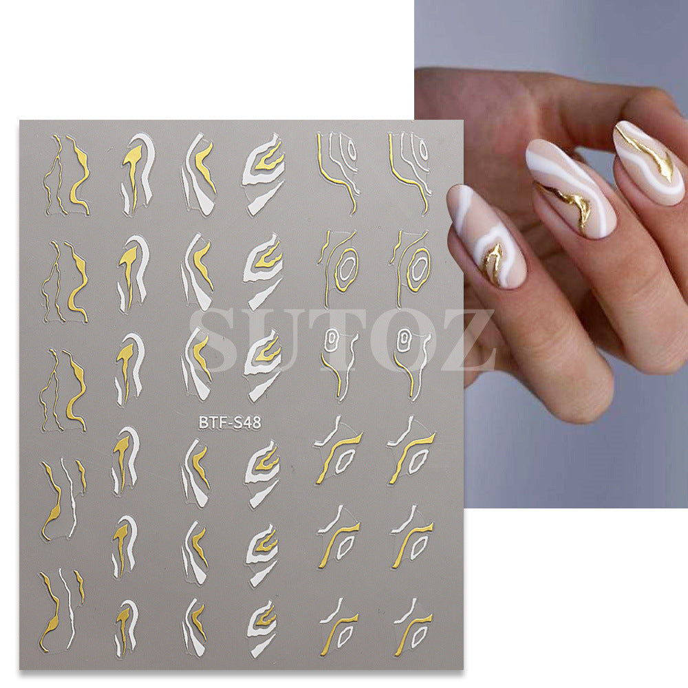 Gold Sier French Crescent Line Styling Nail Stickers