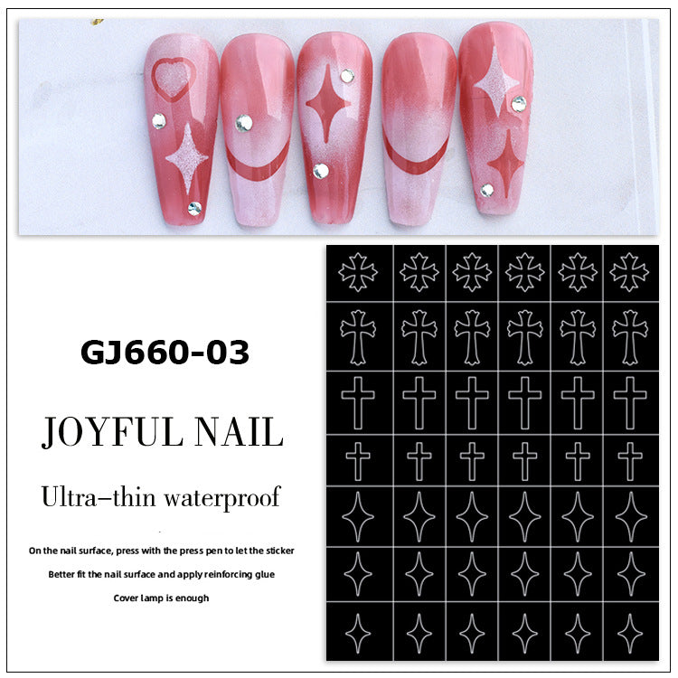 Hollow Template French Smile Love Butterfly Nail Stickers