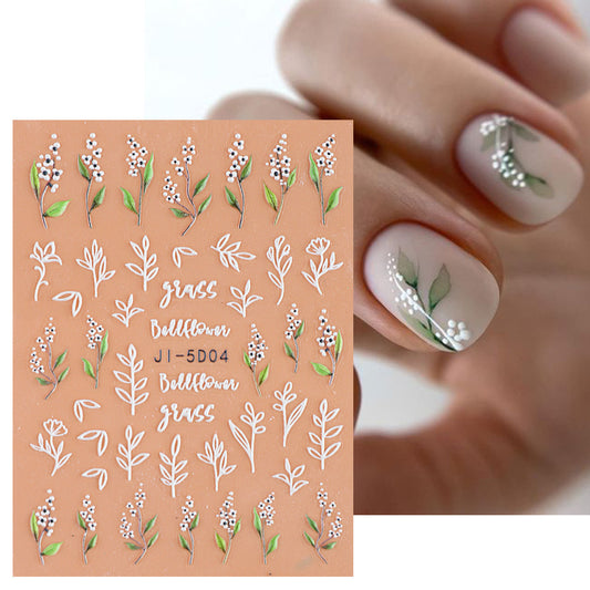 Manicure Three-dimensional Adhesive Backing Summer Two-color Love Fresh Nail Stickers