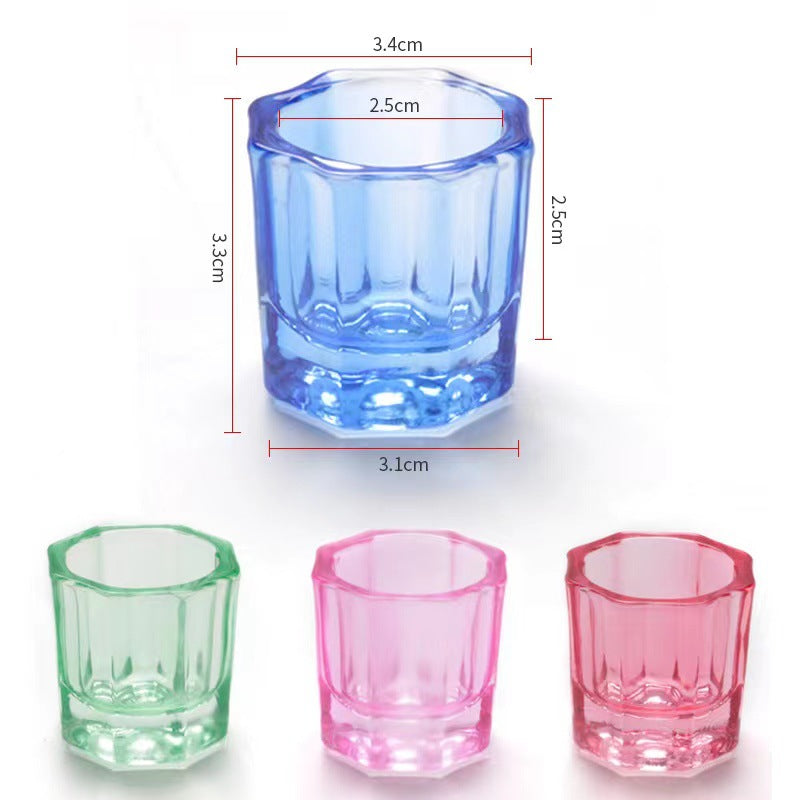 Octagonal Crystal Glasses Glass Cup For Nail Tool Set