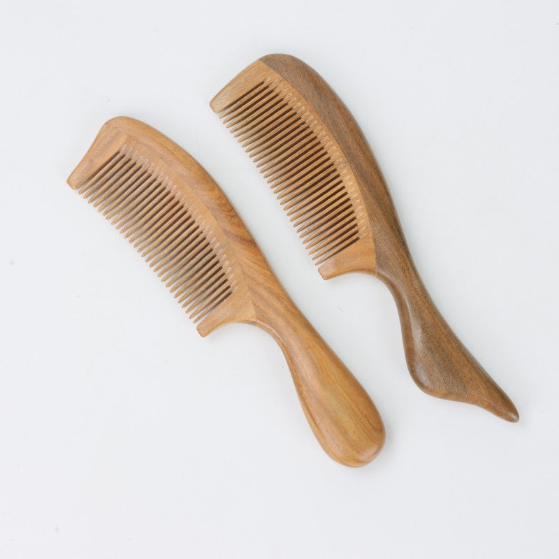 Brosses et peignes à cheveux ronds en bois de type grand naturel avec manche et dents fines