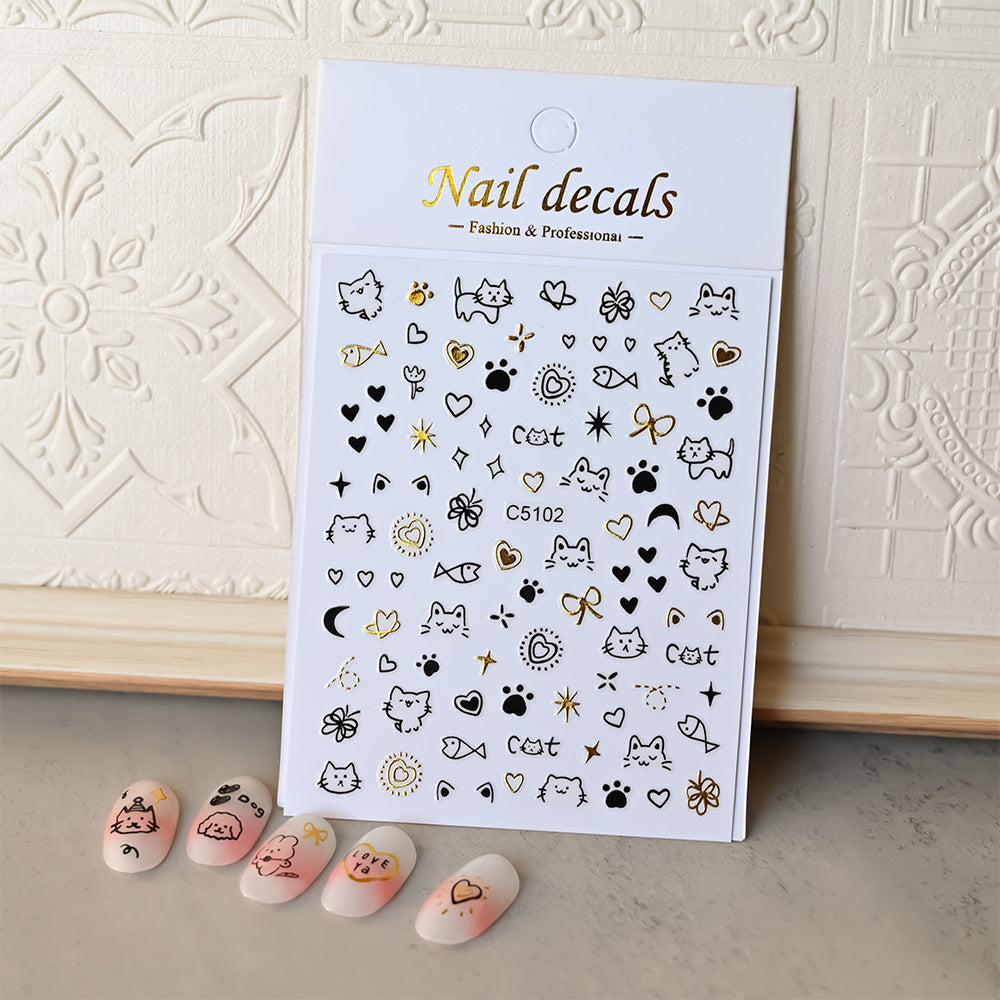 Cute Cat Adhesive Self-adhesive Fairy Fingernail Nail Stickers