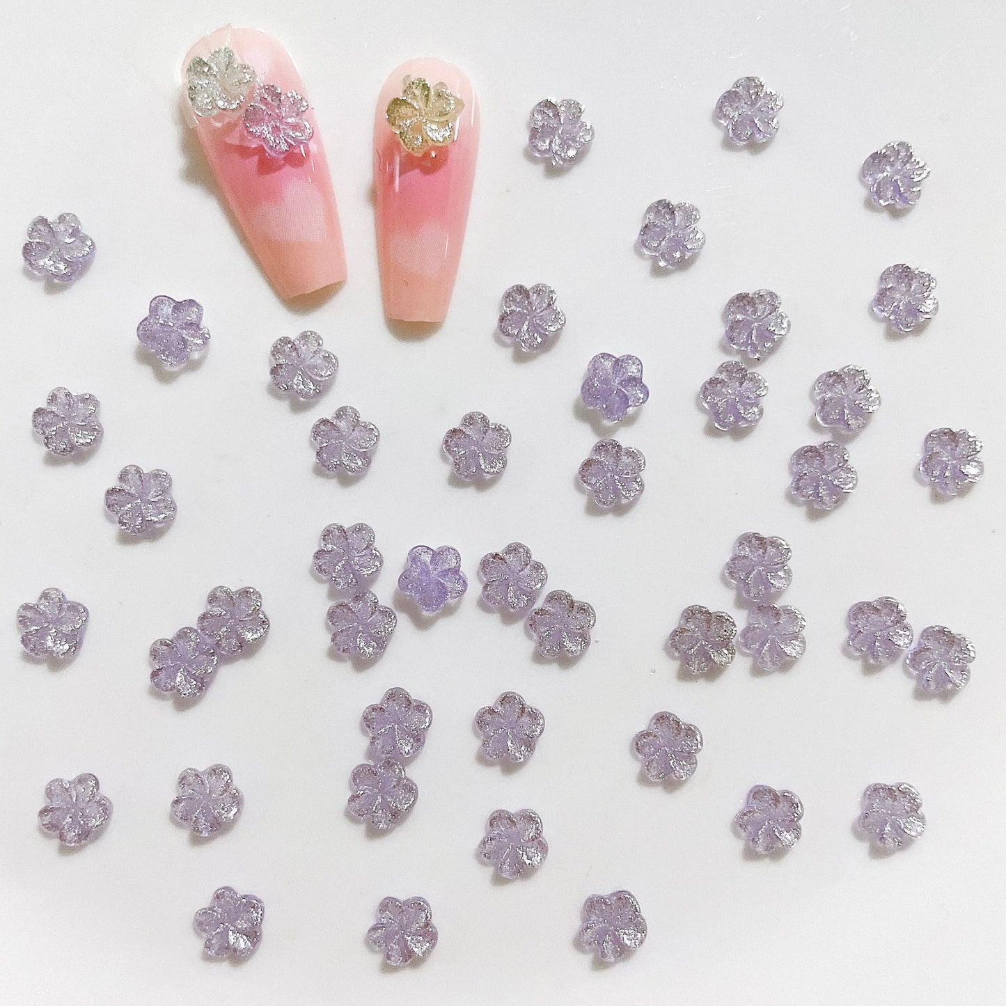 Ornement en résine de fleur de cerisier Morandi à cinq faces pour soins des ongles Nail Art