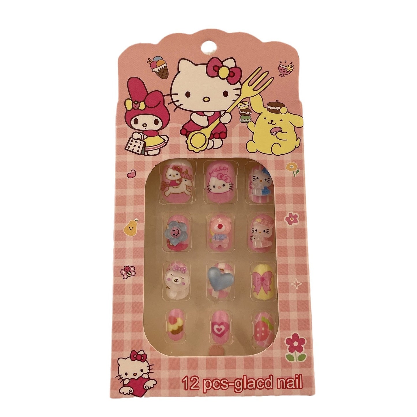 Autocollants pour ongles en trois dimensions pour enfants, motif ours et lapin, sans goût