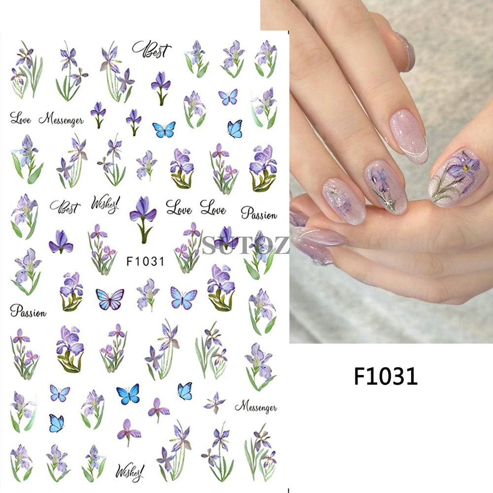 Fresh Rape Flower Snow Mowing Butterfly Nail Stickers