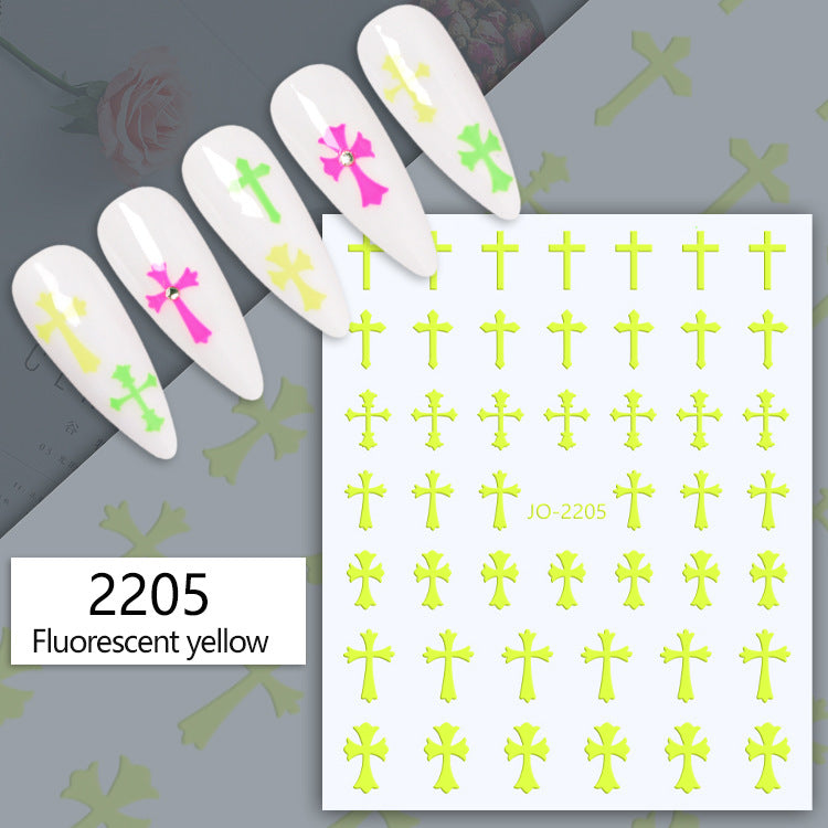 Heart Paper Color Cross Solid Beauty Nail Stickers