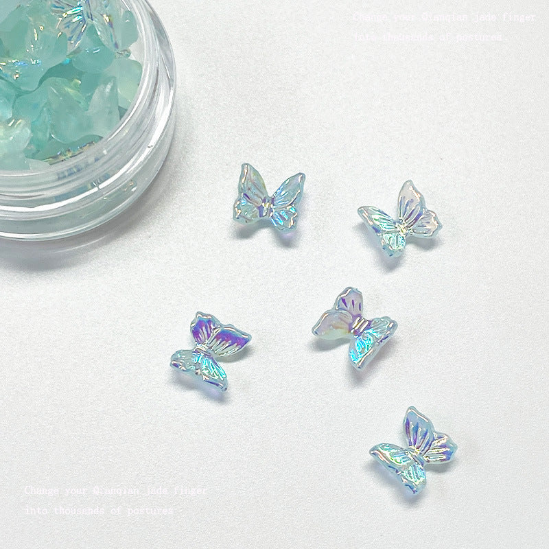 Mini Butterfly Ornament Electroplating Three-dimensional Aurora Nail Care Nail Art