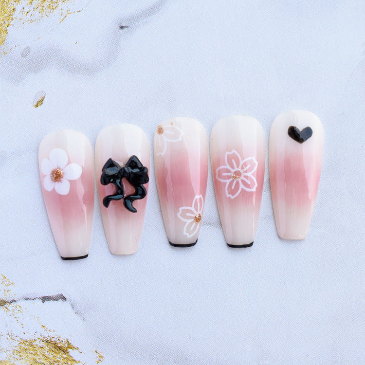 Beauty Heart Fresh Flowers Hollow White Nail Care Nail Art