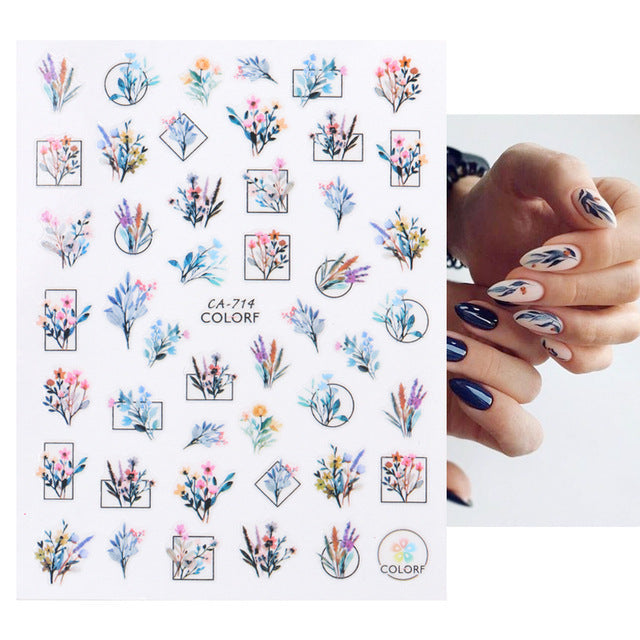 Glamorous Spring Rose Flower Tulip Adhesive Nail Stickers