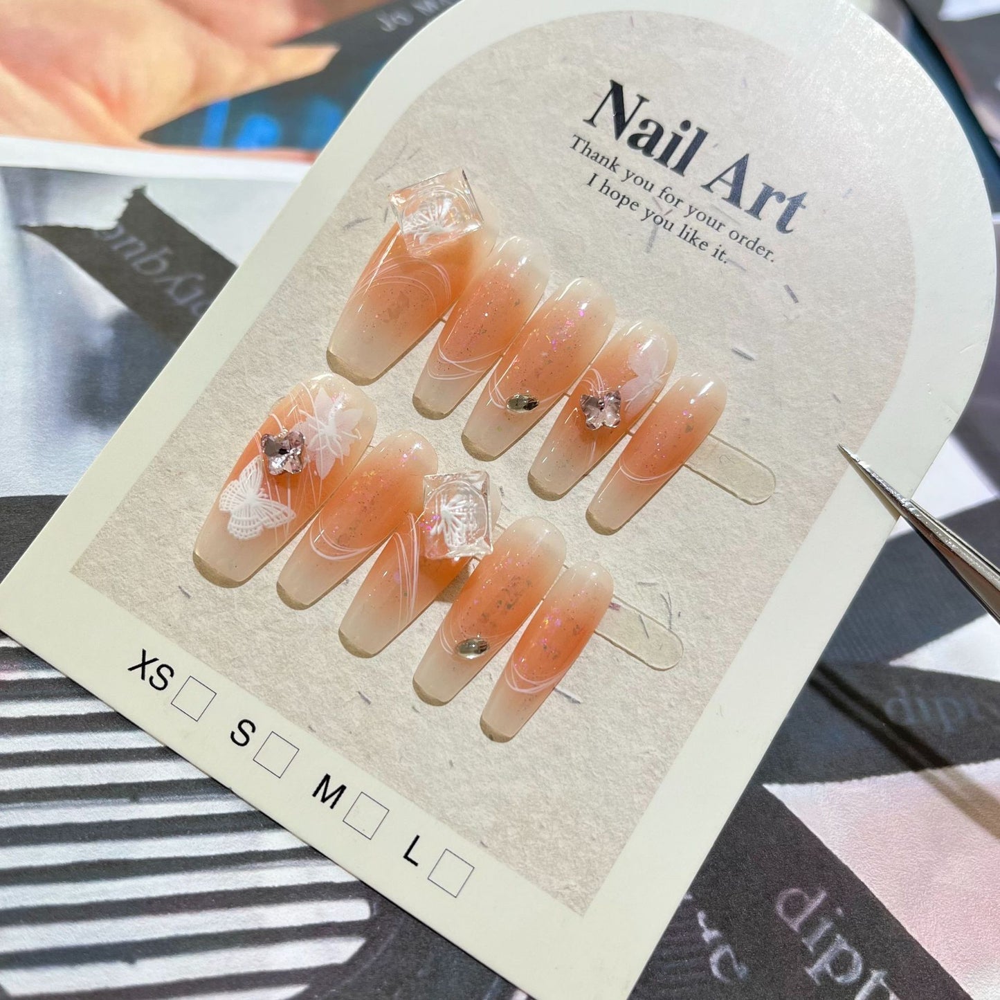 Papillon Chat Long Fini Beauté Amovible Nail Art