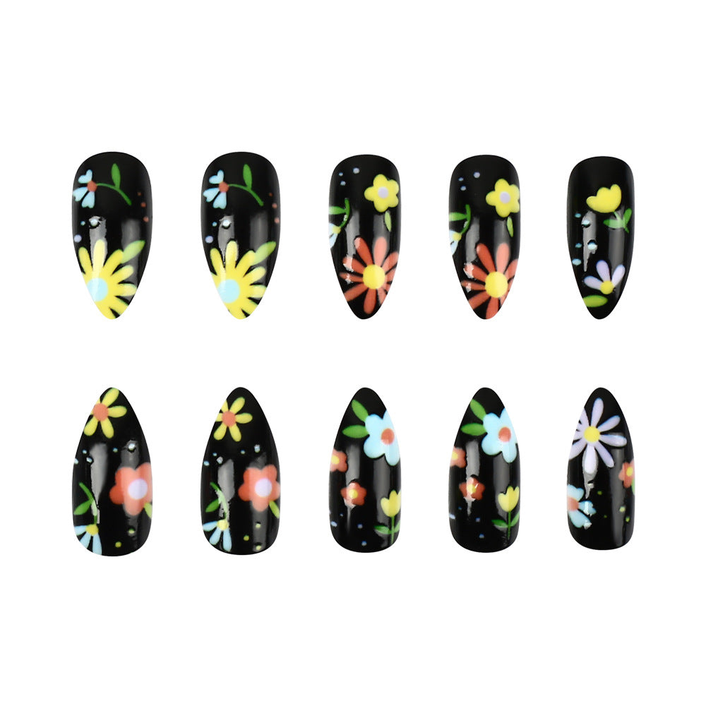 Wear Armor Hot Black Small Floral Nail Art