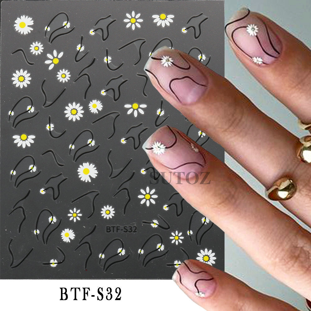 Irregular Lines Hand Painted Flat Back Nail Stickers