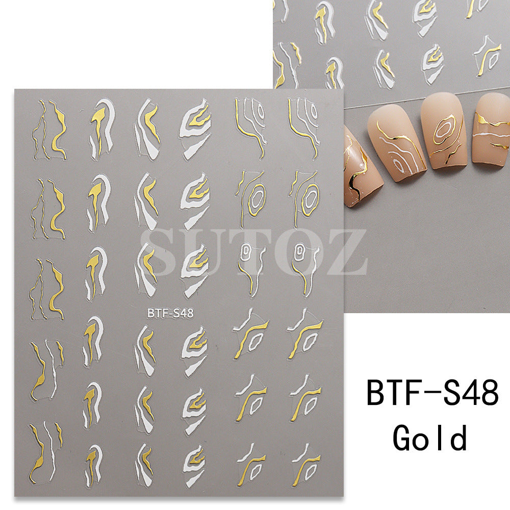 Gold Sier French Crescent Line Styling Nail Stickers