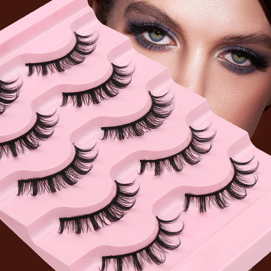 Natural Thick Five Pairs Black Stem False Lashes