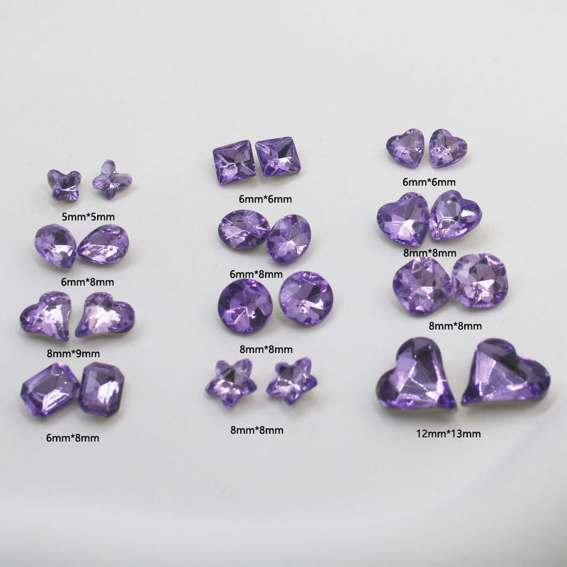 Crystal Purple Pointed Bottom Fancy Shape Diamonds Super Nail Care Nail Art