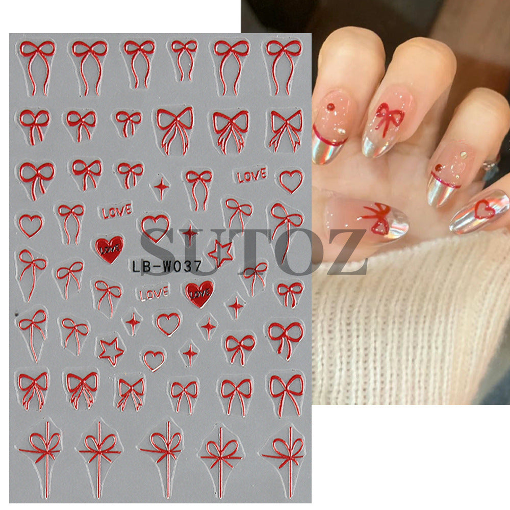 Day French Pure Desire Bow Love Nail Stickers